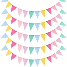 Multicolored Fabric Pennant Garland 60 Pieces