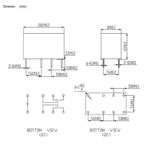 Ρελέ ισχύος Mosiee DC12V8 ακίδων για PCB10pack 2