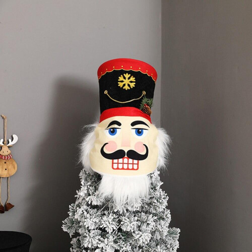 Christmas tree topper hat with red plaid bow