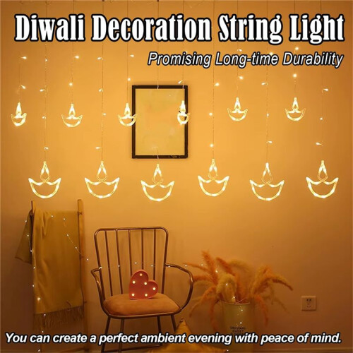 3.5m Diwali Light Room Led Background Hanging Diyas Bedroom Deepavali Pack EU Plug Multicolor 2