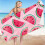 Toalla de playa con estampado de sandía, rosa, microfibra, 76 x 152 cm. 3