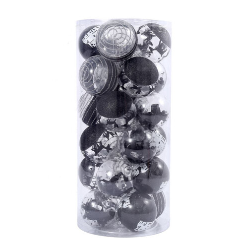 Christmas Tree Balls Black Shatterproof 24 pcs