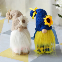 2er-Set Sonnenblumen-Gnome, handgefertigte Plüsch-Gnome für Etageren, rustikale Sonnenblumen-Gnome für Küche und Partys