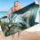 Serviette de plage en coton à motif chat, 76 x 152 cm 2