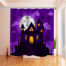 Ensemble rideau de douche Halloween 79" x 71" imperméable - Compatible avec la décoration de salle de bain d'Halloween, les cadeaux de fête et les