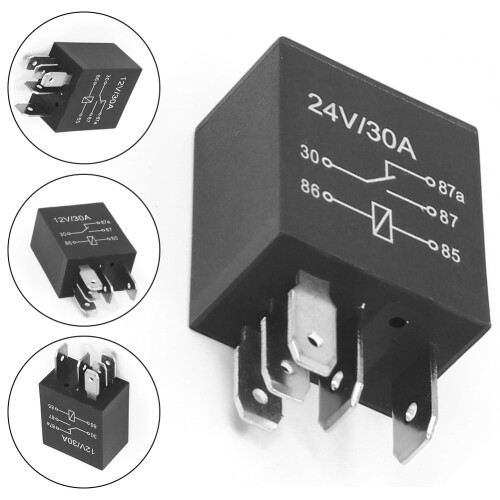 Mosiee bilrelæ 12V/24V 30A 5-benet 2