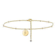 Women's gold floral birth month coin anklet