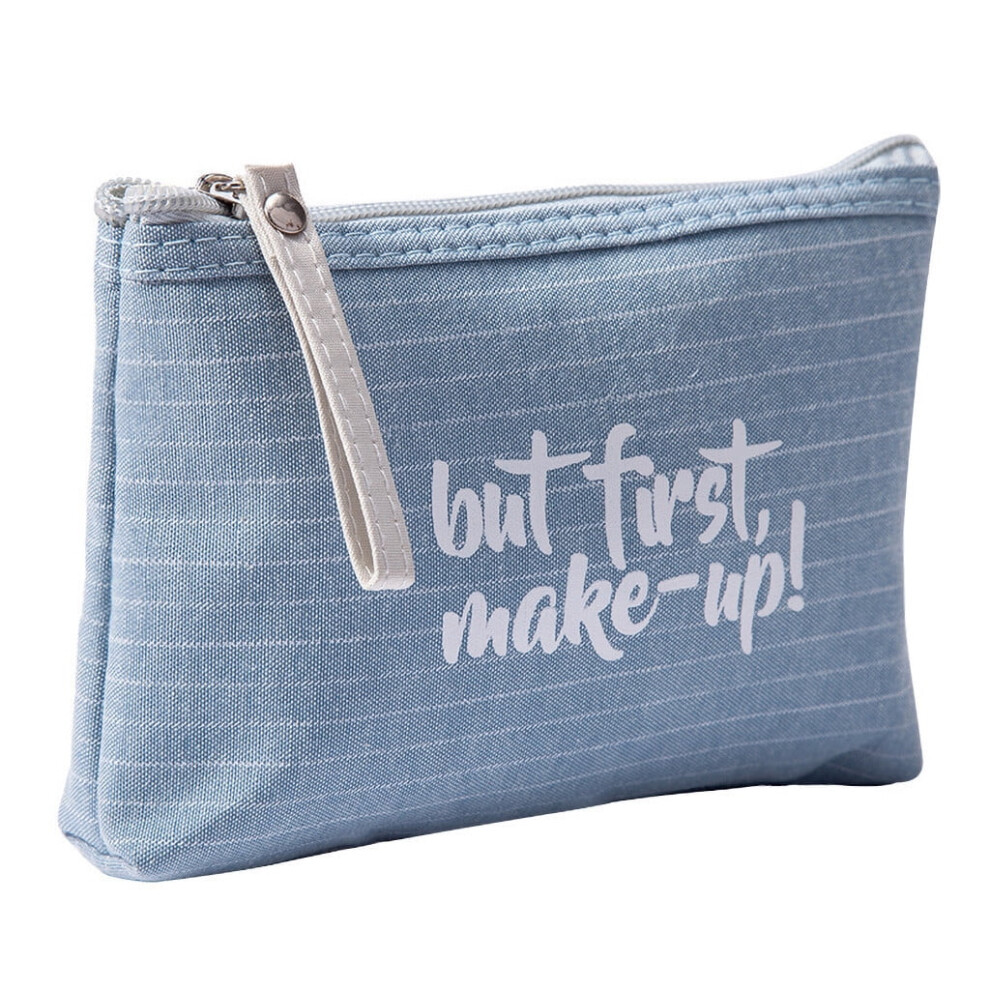Cotton linen cosmetic bag large capacity with zipper