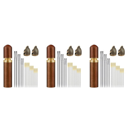 Wooden Needle Case for Sewing and Embroidery 3-Pack