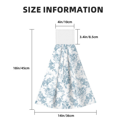 Prosoape de mână florale, velur albastru și alb, set de 2 1