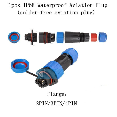 Mosiee1PCS IP68 Καλωδίωση με βίδα Αδιάβροχη σύνδεση φλάντζας αεροπορίας 2-4PIN 1