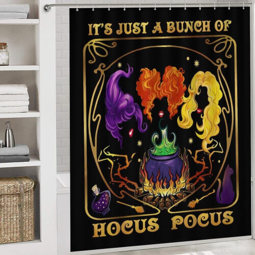 Αδιάβροχη κουρτίνα ντους Hocus Pocus 72x72 ίντσες με 12 2
