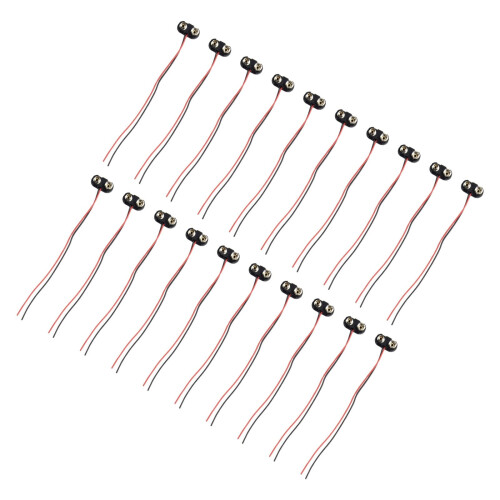 9V batteriklemmestik T-type kabel sort 20 stk. 1