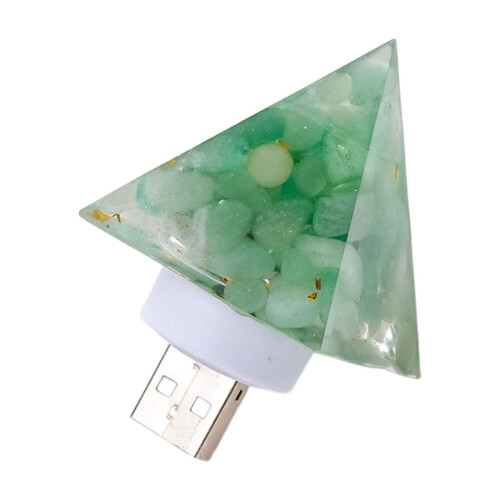 Luminária Noturna USB de Natal em Pirâmide de Cristal com Cascalho Natural 1