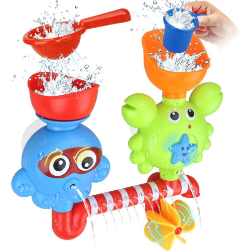 Kids bath wall toy waterfall fill spin flow non-toxic
