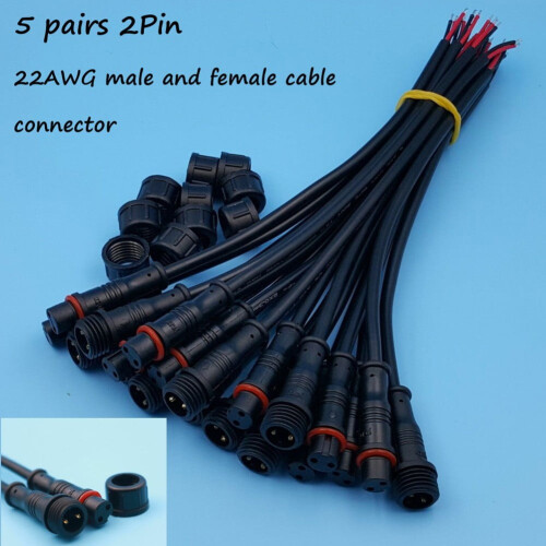 5 ζεύγη IP65Waterproof2/3-Pin22AWG Wire LED αρσενικό και θηλυκό καλώδιο σύνδεσης 1