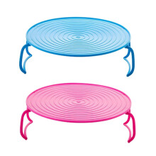 Étagère à assiettes empilables pour micro-ondes en plastique avec poignée (2 pièces)