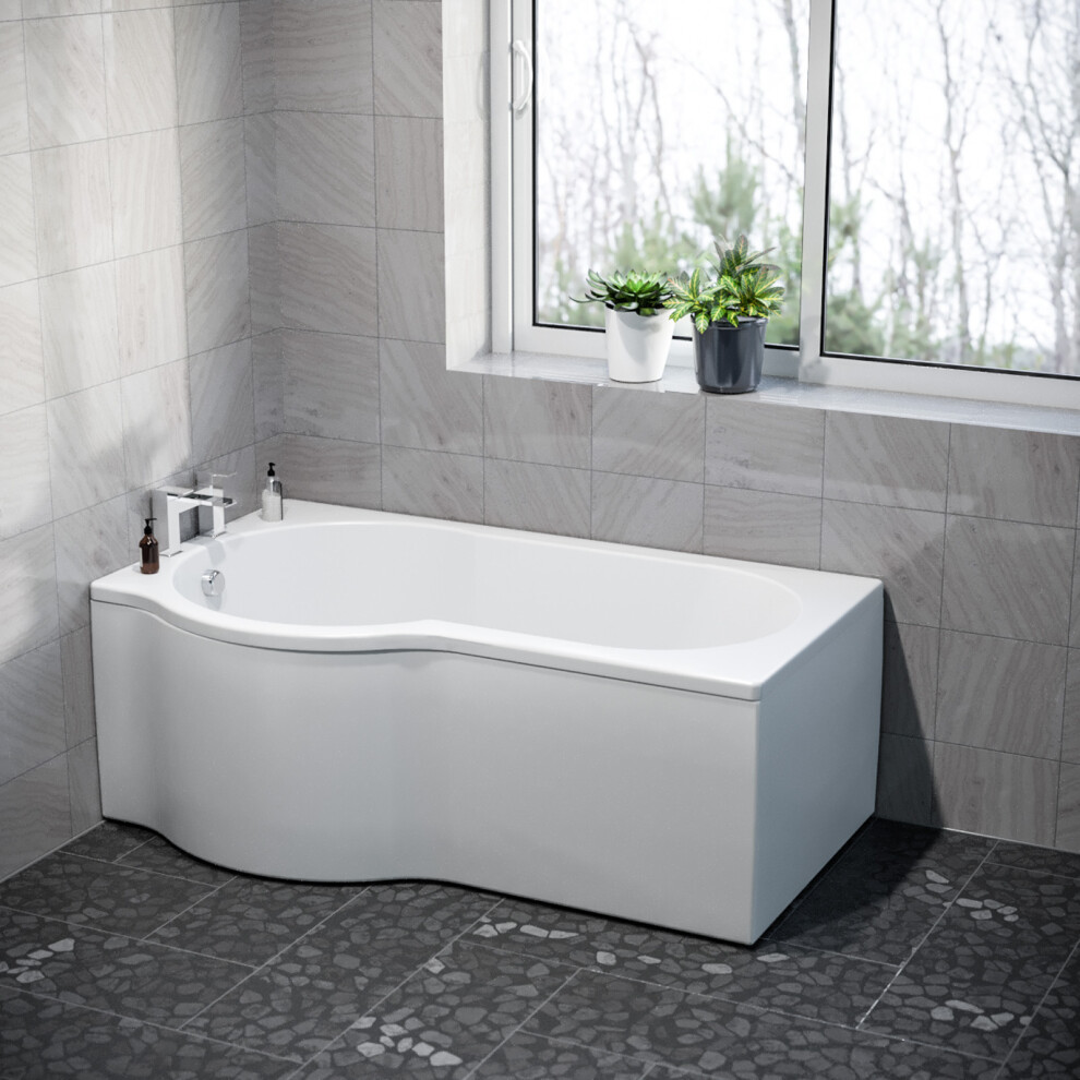 Nes Home P Shaped Left Hand 1500Mm Curved Shower Bath Acrylic
