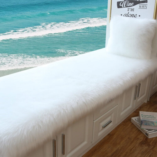 Plush Table Runner White Faux Sheepskin 20x40cm