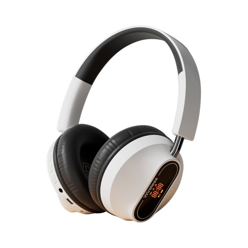 Fones de ouvido Bluetooth com cancelamento de ruído, modelo over-ear, na cor preta.