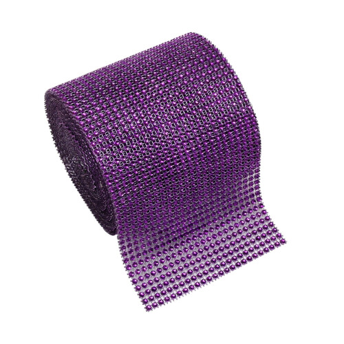 Glitter strassbånd lilla nettingrull 10m