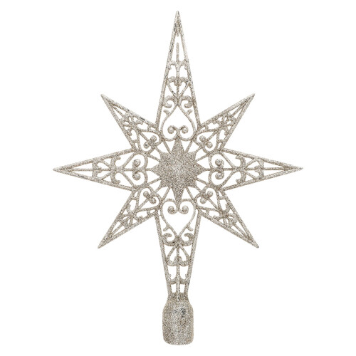 Christmas star tree topper vintage silver glitter