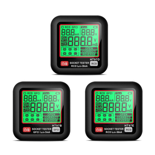 Digital stikkontakttester med smart spenningsdeteksjon RCD GFCI 2