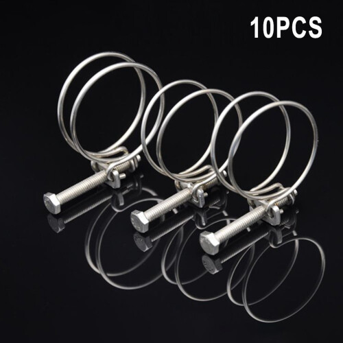 Stainless Steel Double Wire Hose Clips 10PCS 1