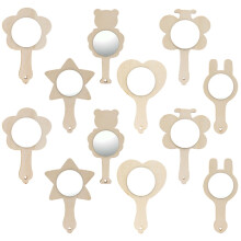 Wooden Mirror with Handle Toy Set for Kids 12 pcs