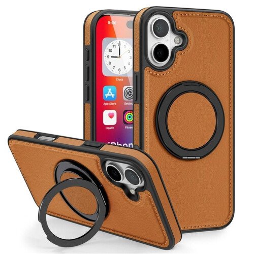 Lederhülle für iPhone 16 mit MagSafe und drehbarem Ring