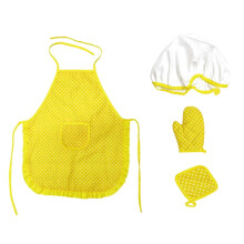 Set da chef per bambini composto da grembiule e cappello, ideale per cucinare o fare giardinaggio.