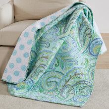 Levtex Home Spruce Teal Paisley bomuldstæppe og -fusk 50x60