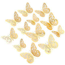 Αυτοκόλλητα τοίχου πεταλούδα διακόσμηση σπιτιού Χρυσό 12 τεμάχια