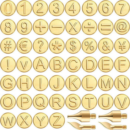 Set di punte per pirografia con lettere e numeri (56 pezzi)