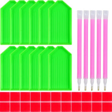 Kit de herramientas para arte con diamantes 5D con 12 bandejas, 22 barras de pegamento y 5 bolígrafos.