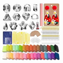 Kit de fabrication de boucles d'oreilles en pâte polymère avec 30 emporte-pièces et 32 couleurs