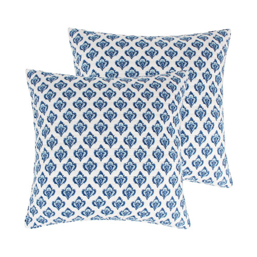 Federa per cuscino decorativo Levtex Home Lorence, blu navy e bianco.