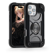 Puzdro na iPhone 16 s rozmermi 6,1 palca s krúžkovým stojanom a vojenskou kvalitou