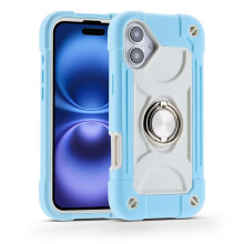 Puzdro na iPhone 16 6,1 palca s krúžkovým stojanom, robustné, vojenské