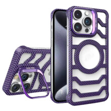 Puzdro z uhlíkových vlákien s otvoreným rámom pre iPhone 12–15Pro Max, sivá