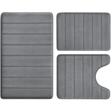 Schwarzes Badezimmerteppich-Set aus Memory-Schaum, 3-teilig