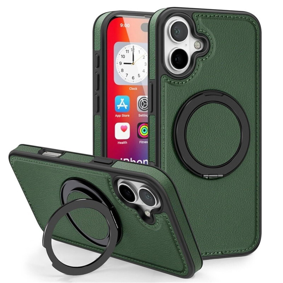 Leather Iphone 16 Case With Magsafe And Rotatable Ring 9107258711014