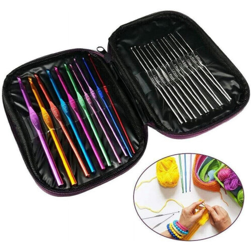 Set van 22 aluminium haaknaalden