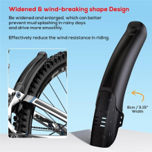 2 PCs Universal Mountain Bike , MTB Bicycle Fenders Rear + Front Mountain Bike Mud Guard Set, 14.37" L 3.15" W