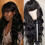Brown Synthetic Curly Wavy Wig with Bangs 1 Piece 6