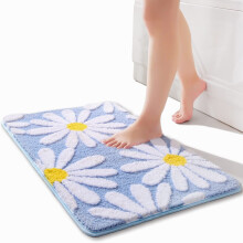 Roze antislip badkamermat met madeliefjes van microvezel, 16x24 inch