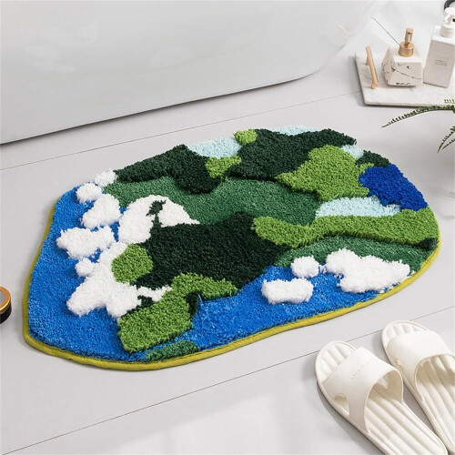 Grön badrumsmatta moss estetisk 3D blommig 60x90cm