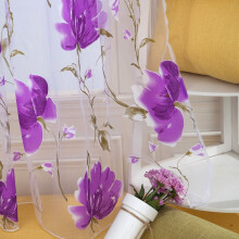 Voile Net Curtains Plain Floral Slot for Door
