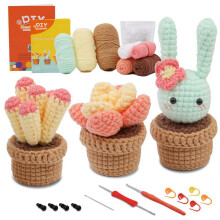 Kit de ganchillo para principiantes con ganchos, hilo e instrucciones.