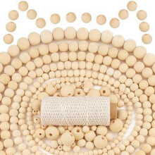 Perles en bois rond en bois naturel pour loisirs créatifs (100 pièces)